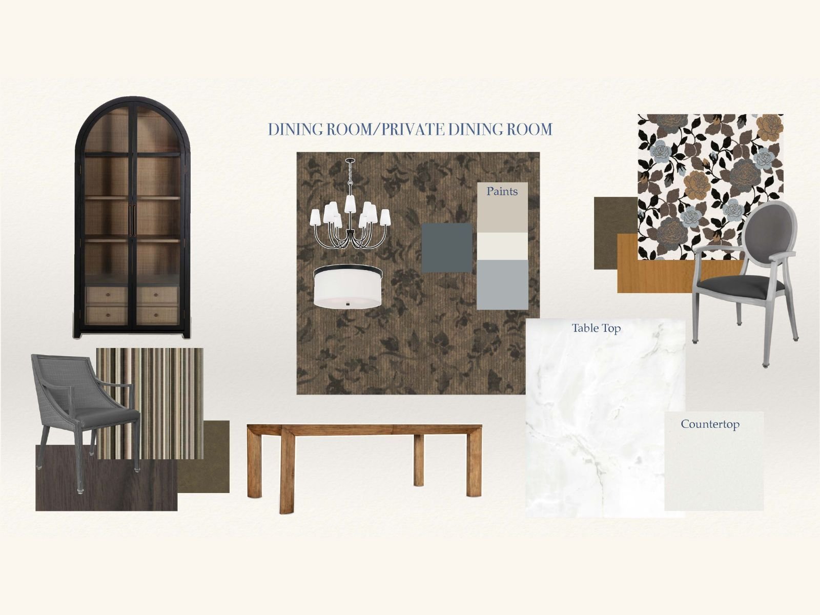 Remodel concepts for the dining room and private dining room of Rivaria Vista Grande